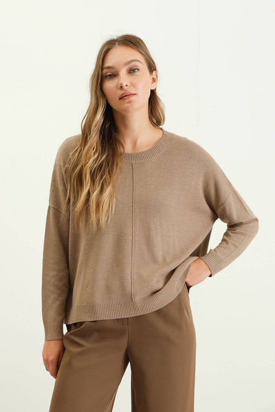 Drop Shoulder Sweater in Mocha