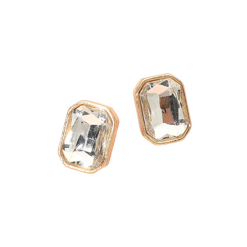 Geometric Stone Stud Earrings