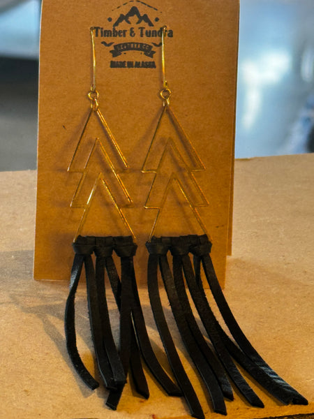 Tree Fringe Leather Earrings