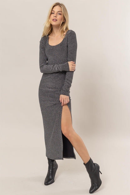 Glitter Knit Bodycon Midi Dress-Dresses-Bottoms Up Boutique-Anchorage AK