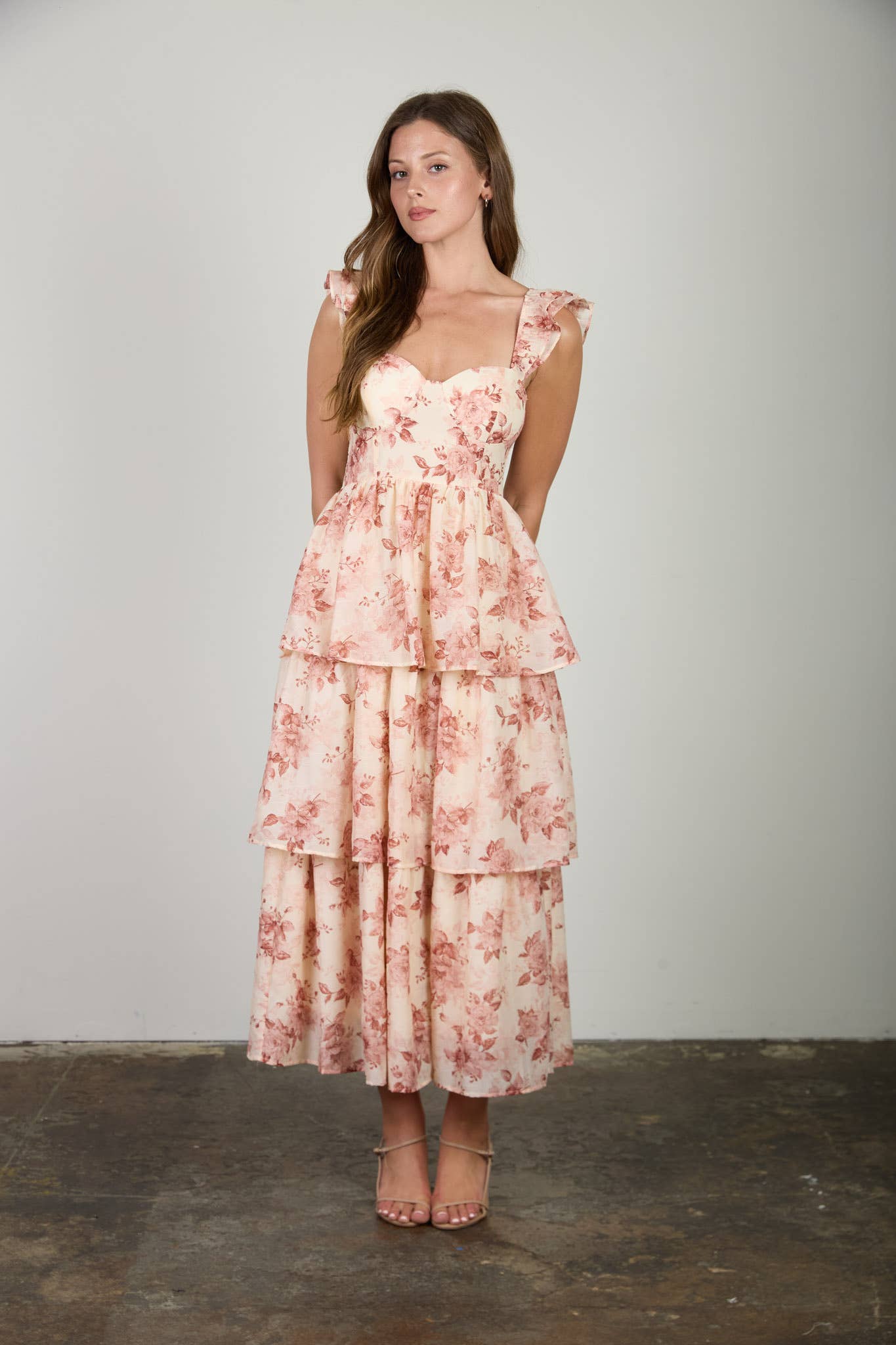 Floral Ruffle Tier Midi Dress