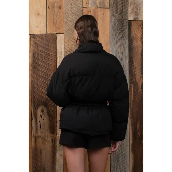 Waist Tie Puffer Jacket