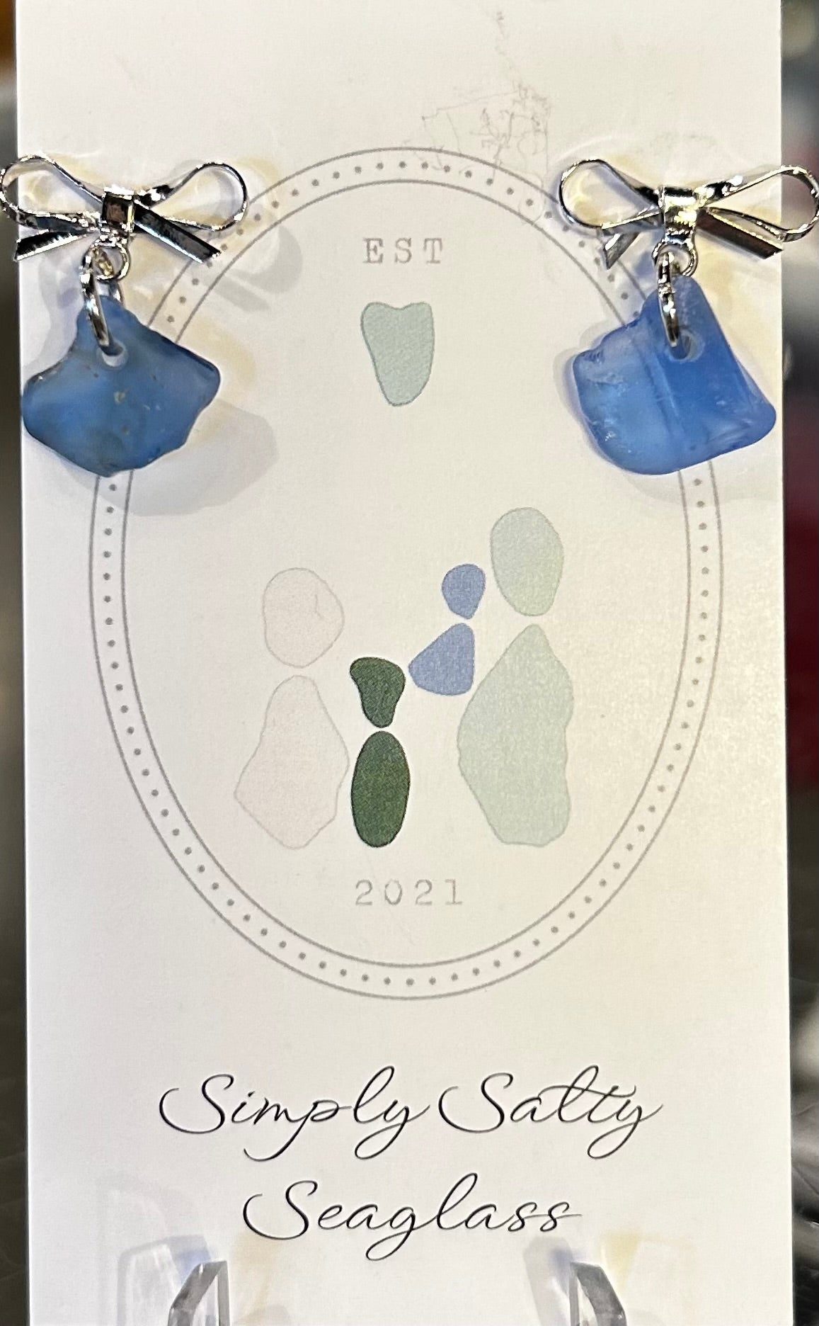 Small Silver Bow w/ Periwinkle Seaglass