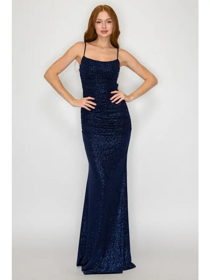 Navy Glitter Mermaid Maxi Dress