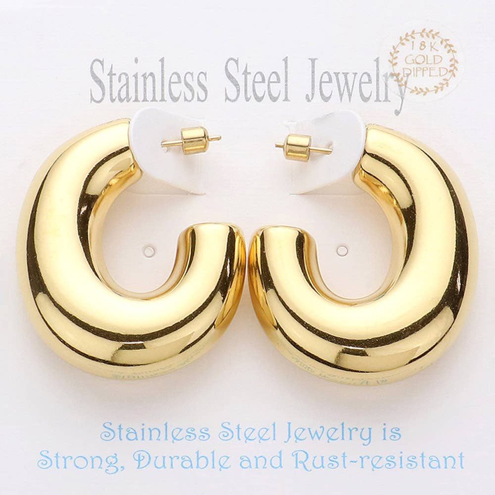 18K Gold Dipped Chunky Hoop Earrings