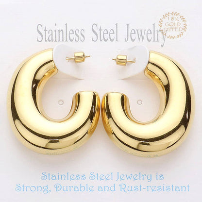18K Gold Dipped Chunky Hoop Earrings