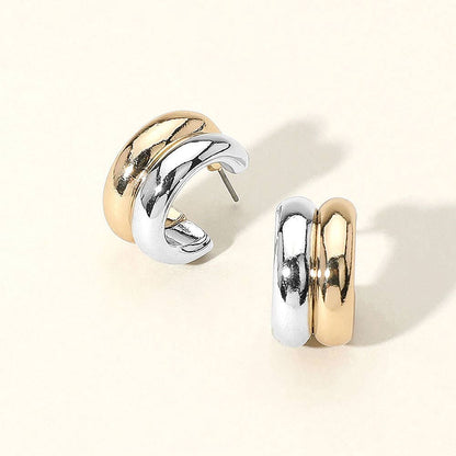 Two Tone Chunky Mini Hoops