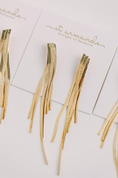 Skinny Gold Tassel Earrings