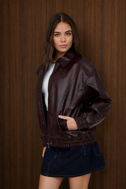 Faux Leather Bomber Jacket-Coats & Jackets-The Workshop Studio-Bottoms Up Boutique