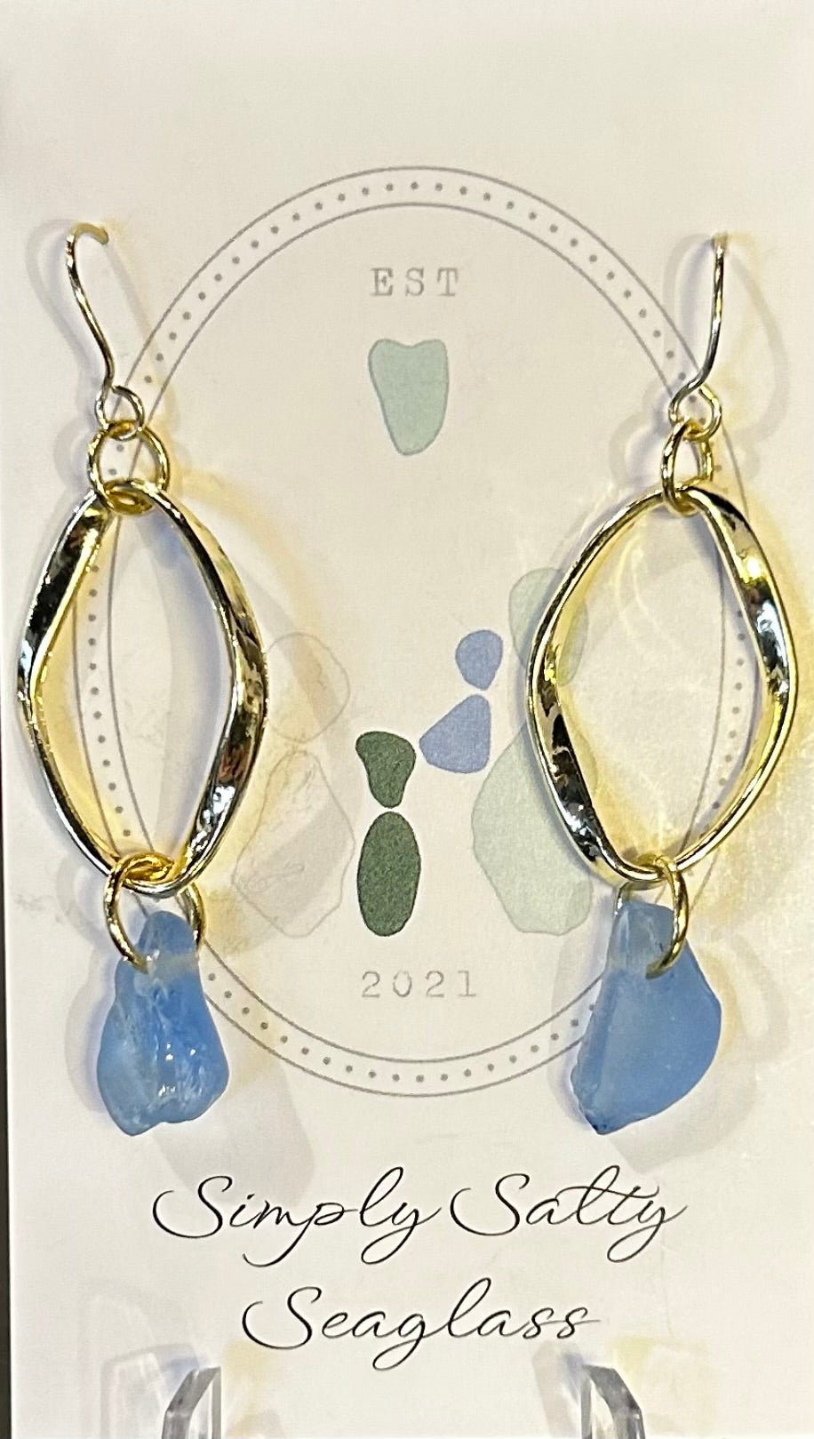 Small Gold Twirlies w/ Periwinkle Seaglass