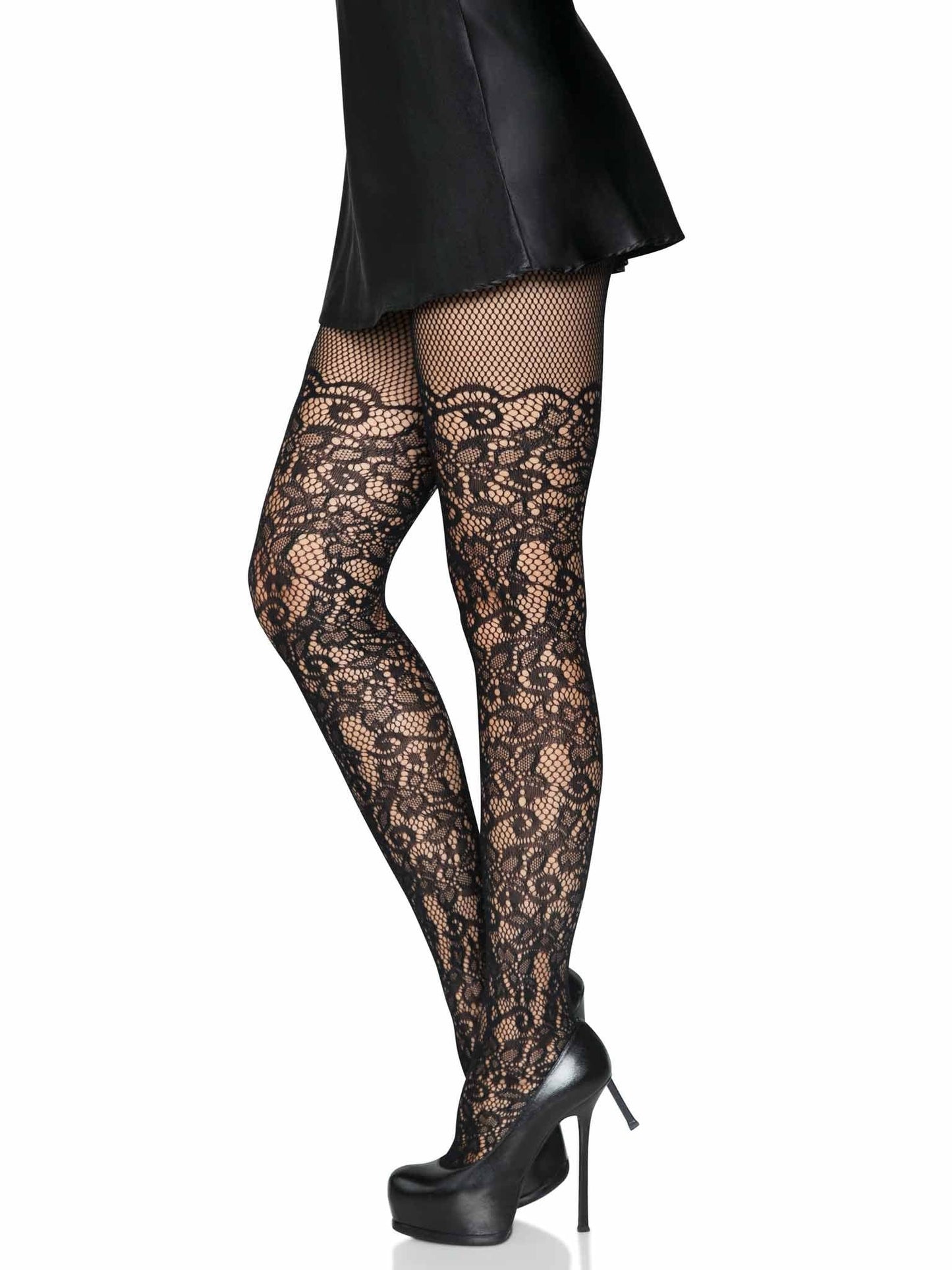 Floral Vine Fishnet Tights