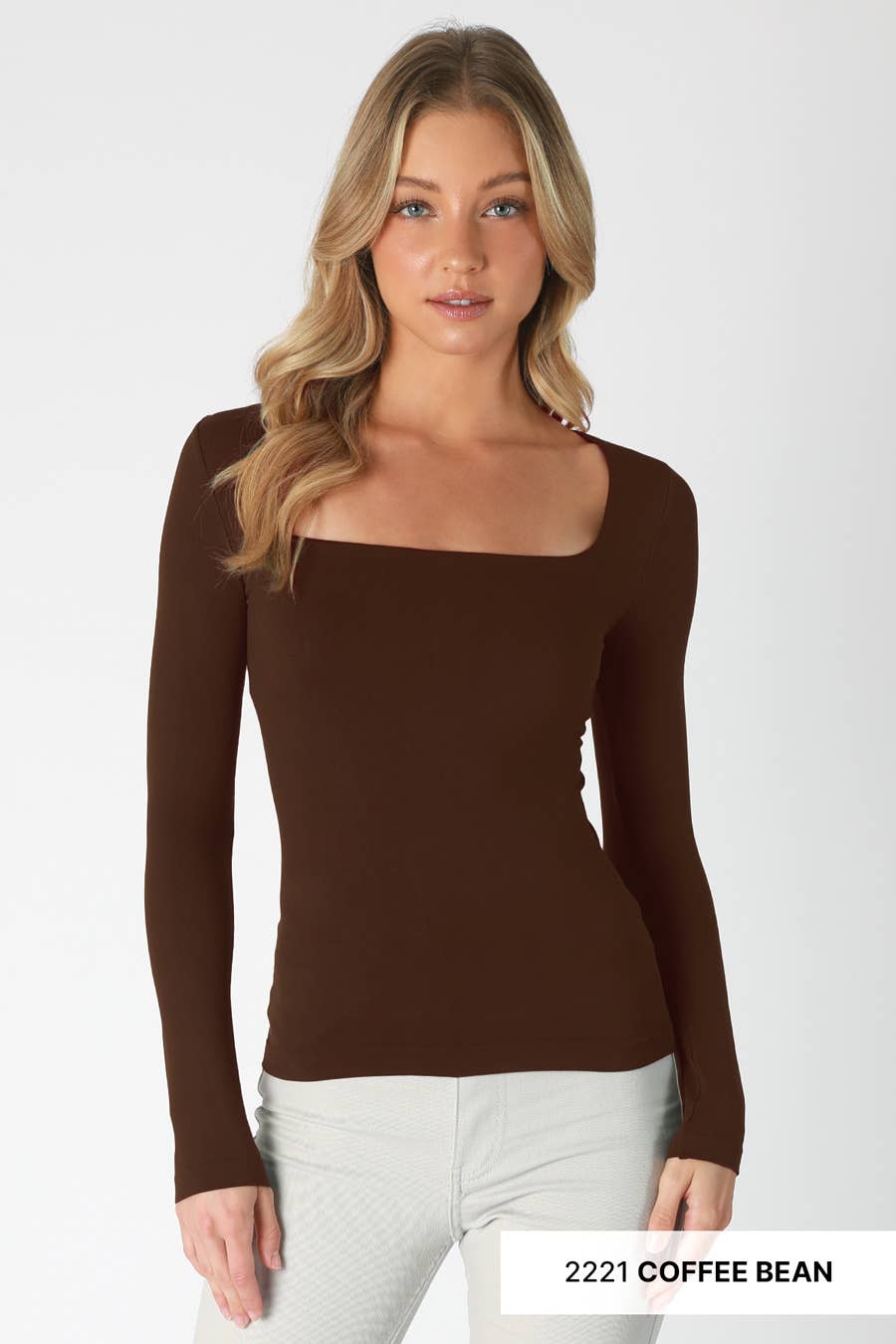 O/S Square Neck Long Sleeve Top-Shirts & Tops-NIKIBIKI-Bottoms Up Boutique