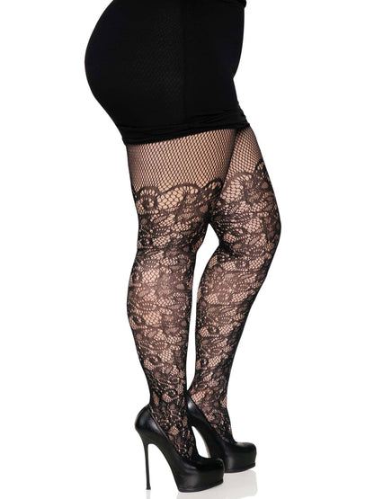 Plus Floral Vine Fishnets
