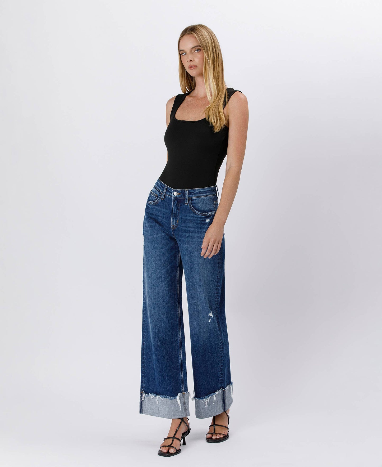 Blue Stream High Rise Cuffed Wide Leg-Bottoms-Bottoms Up Boutique-Anchorage AK