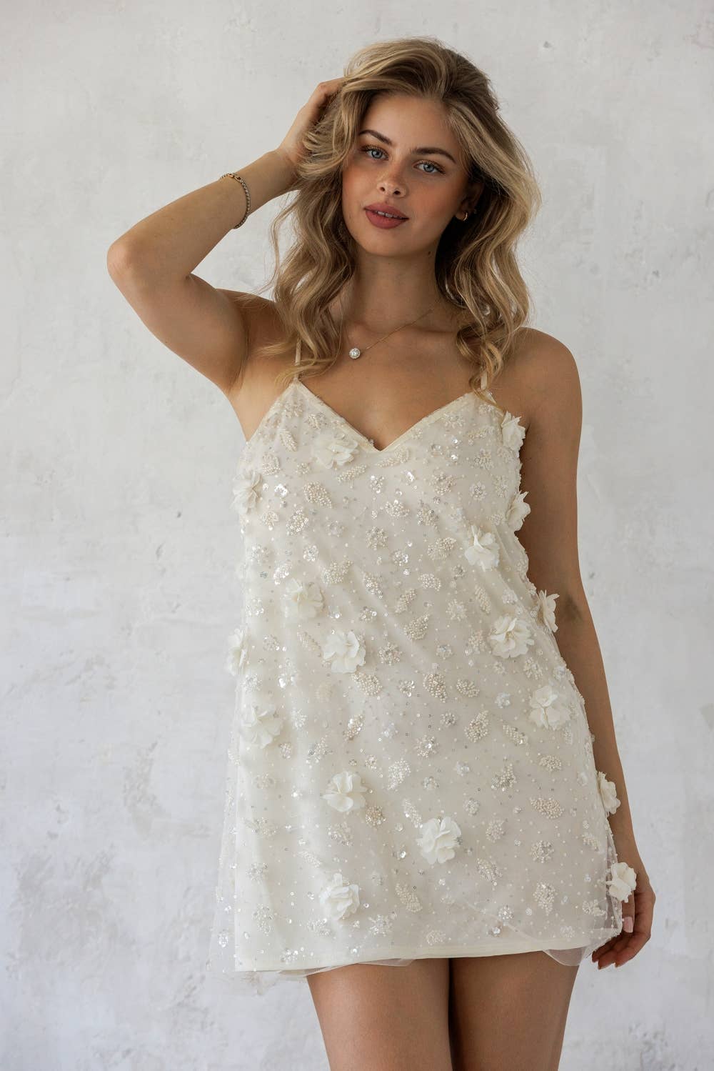 Floral Sequin Slip Dress