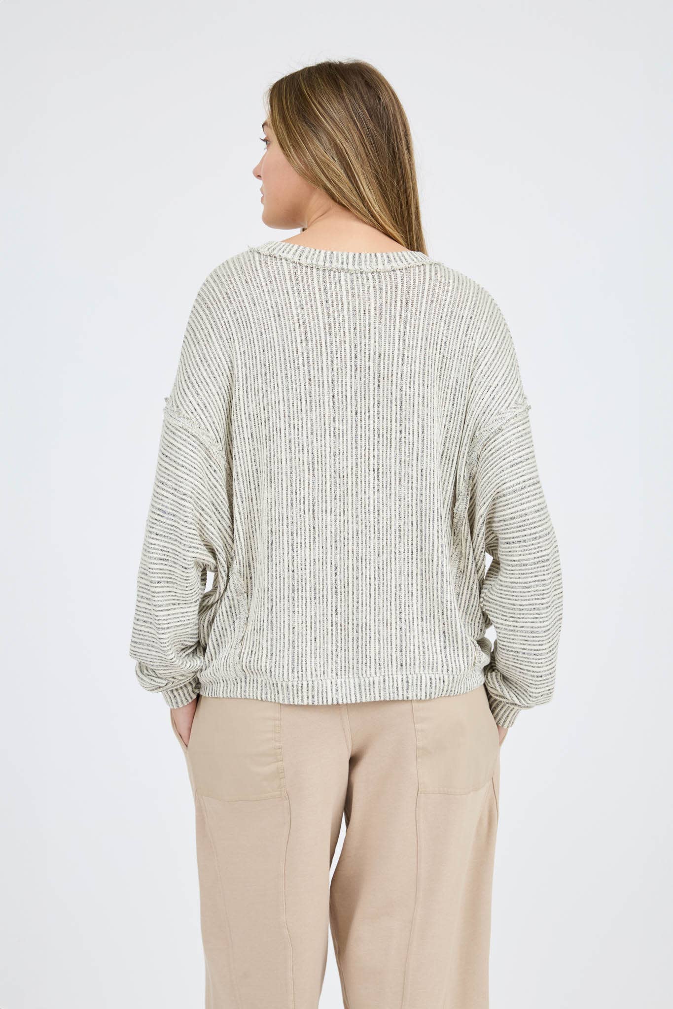 Striped V Neck Knit Top