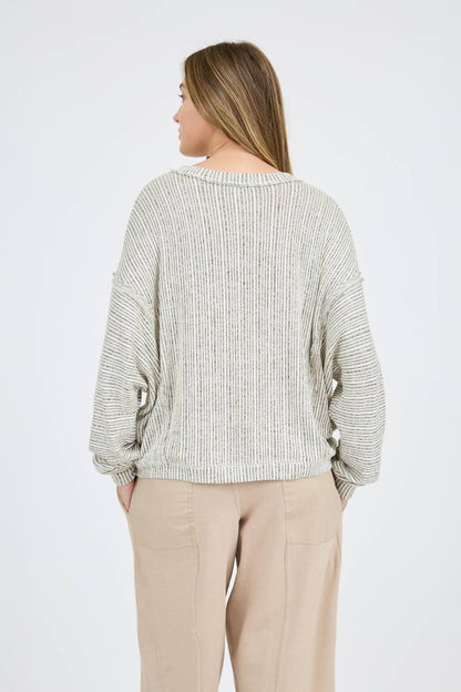 Striped V Neck Knit Top