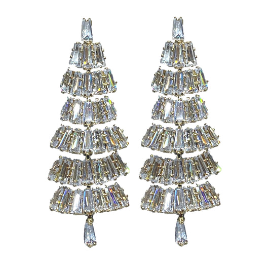 Baguette Crystal Christmas Tree Earrings