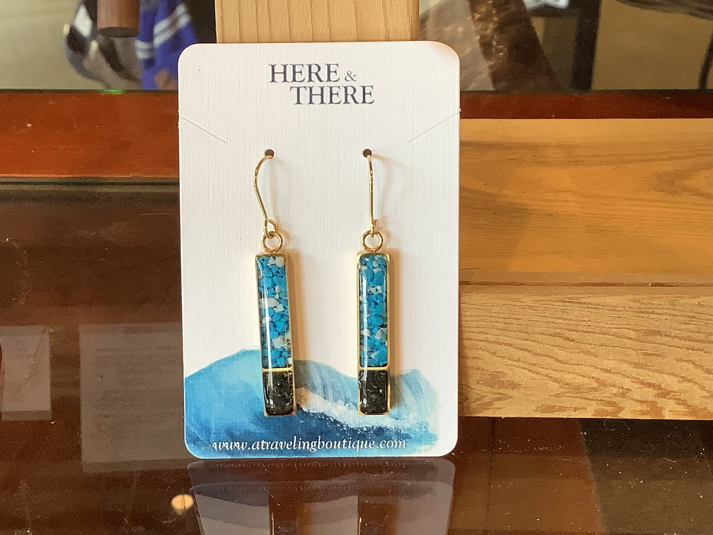 Split Sand Vertical Bar Dangle Earrings