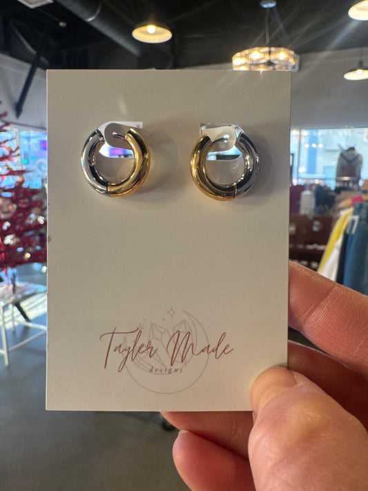 Two toned Everyday Round Huggie Hoops-Local-Bottoms Up Boutique-Anchorage AK
