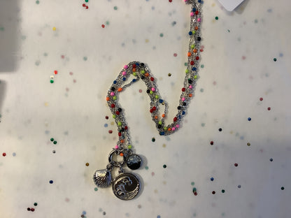 Beaded 3 Charm Clip Necklace