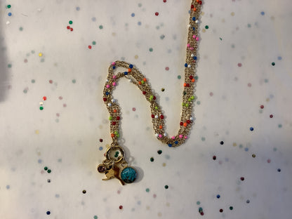 Beaded 3 Charm Clip Necklace