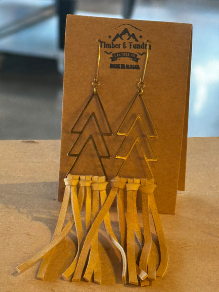 Tree Fringe Leather Earrings