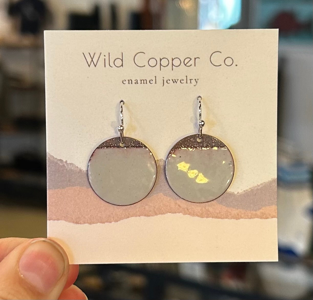 Medium Grey Full Circle Enamel Earrings