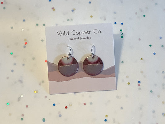 Pink and Purple Circle Enamel Earrings