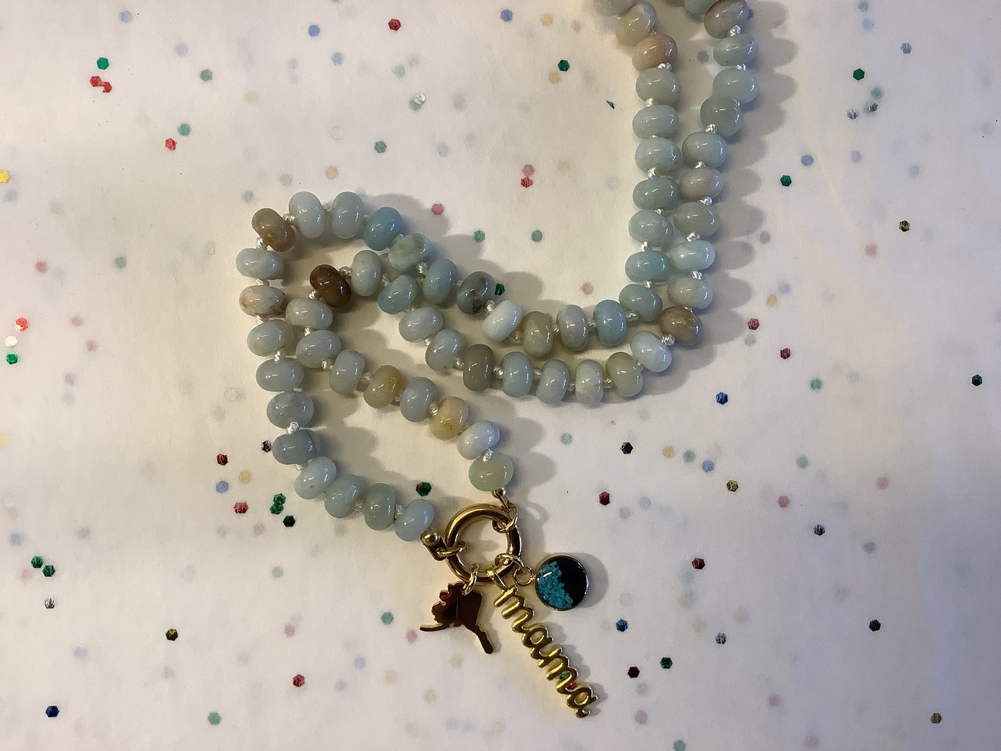 Beaded 3 Charm Clip Necklace