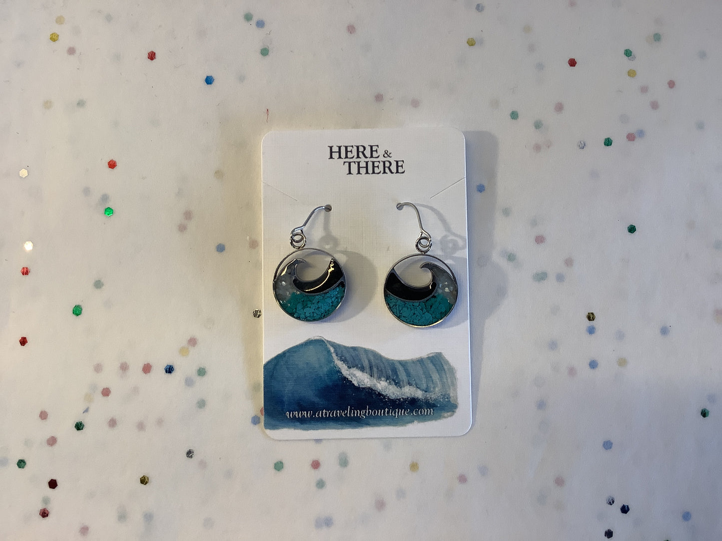 Wave Dangle Earrings Gold/Steel