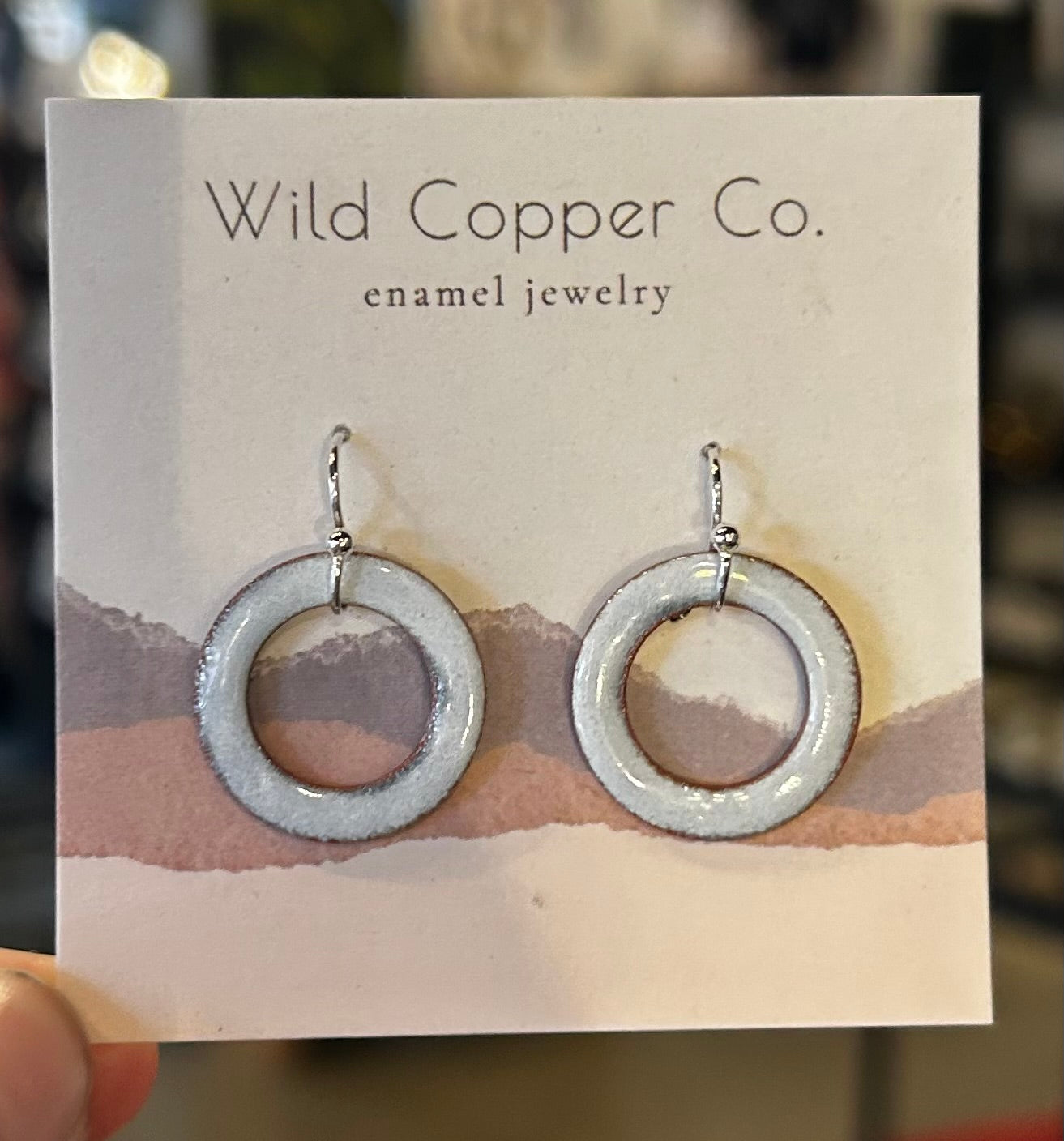 Medium White Circle Enamel Earrings