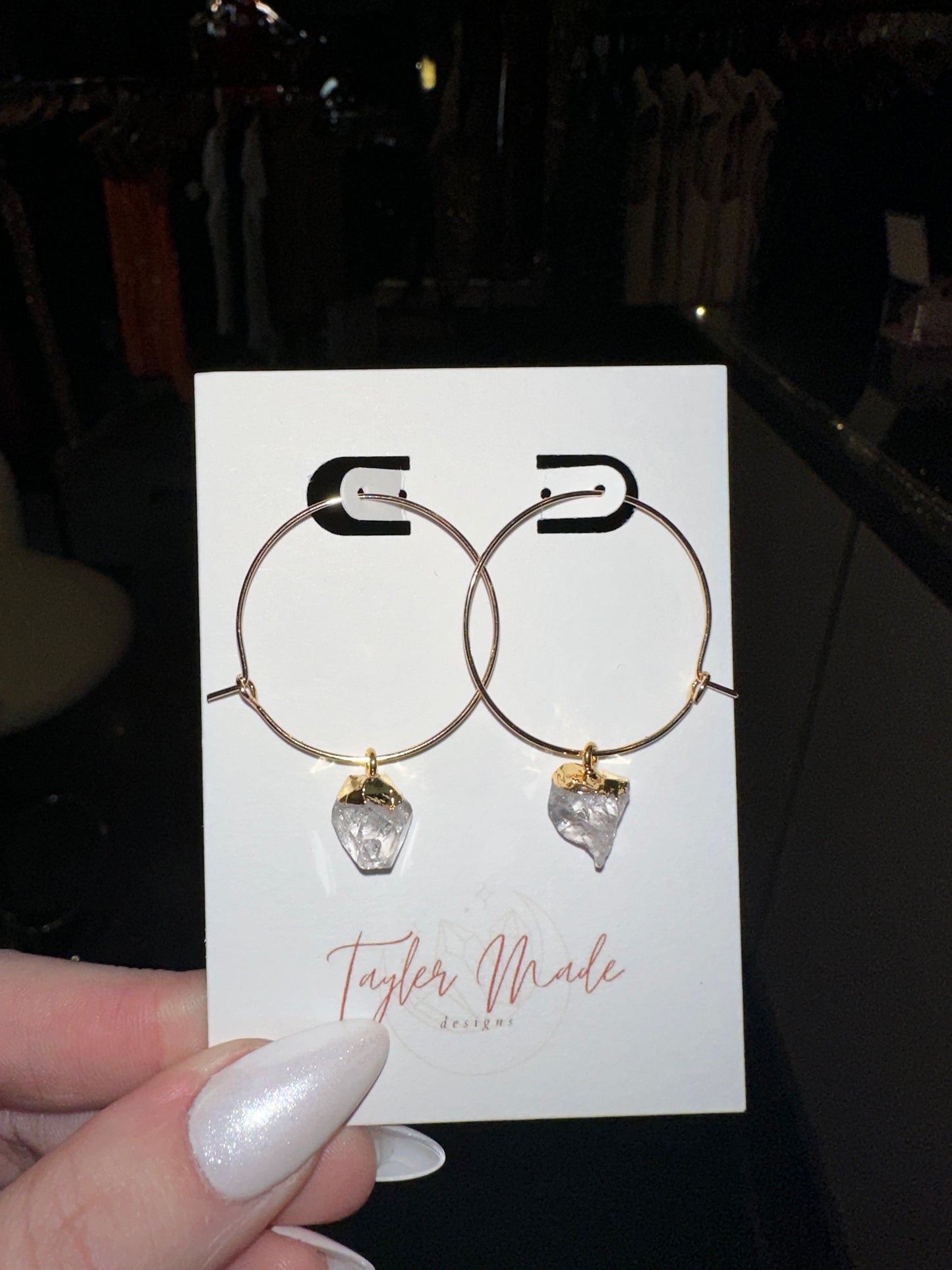 Smokey Herkimer Diamond Hoops-Local-Bottoms Up Boutique-Anchorage AK