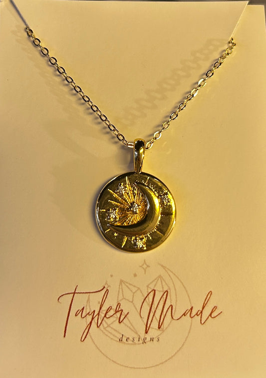 14k Gold Filled Moon Pendant Necklace