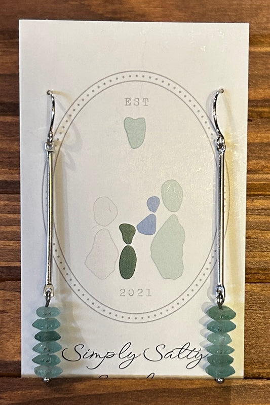 Silver Bar Drop Earrings w/ Roman Seabeads