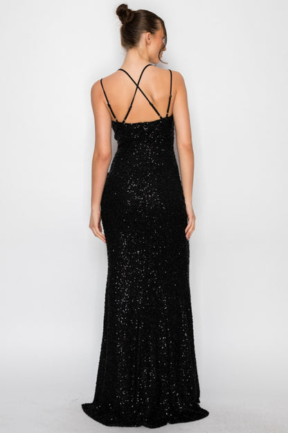 Black Beaded Maxi Dress