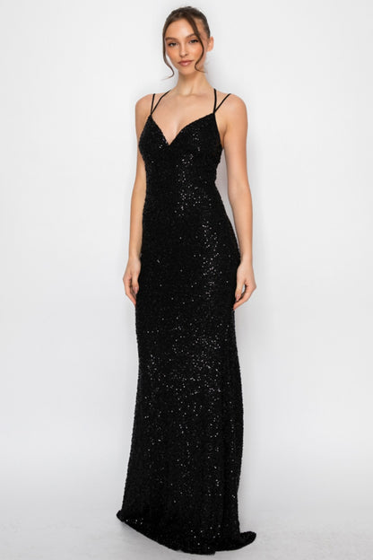 Black Beaded Maxi Dress