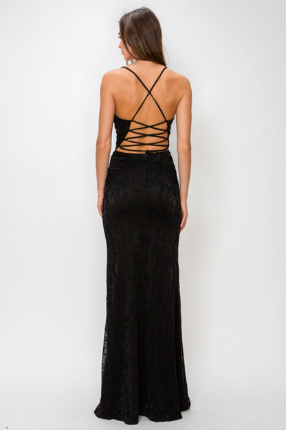 Floral Lace Cowl Maxi