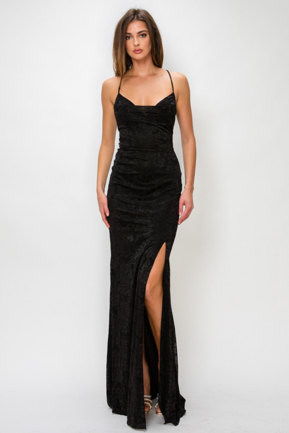 Floral Lace Cowl Maxi