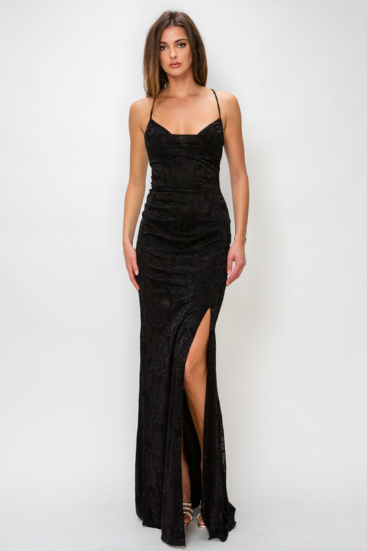 Floral Lace Cowl Maxi