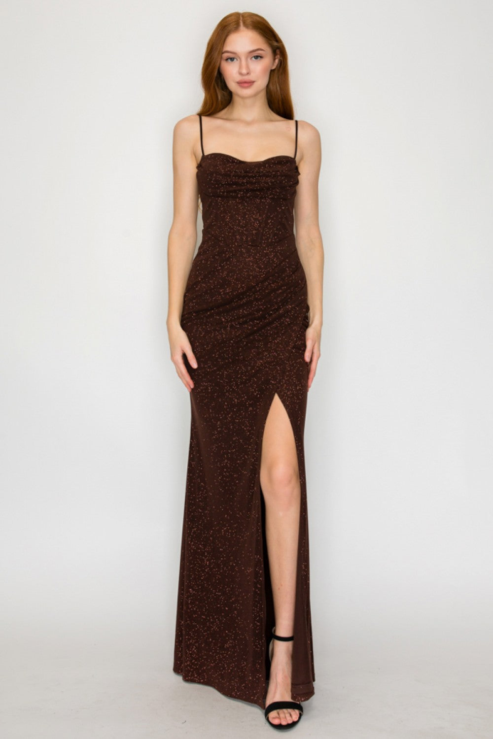 Brown Glitter Maxi Dress