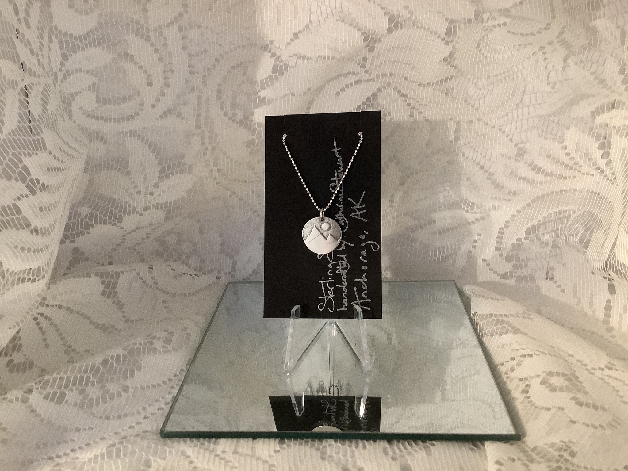 Sterling Silver Mountain/Moon Necklace