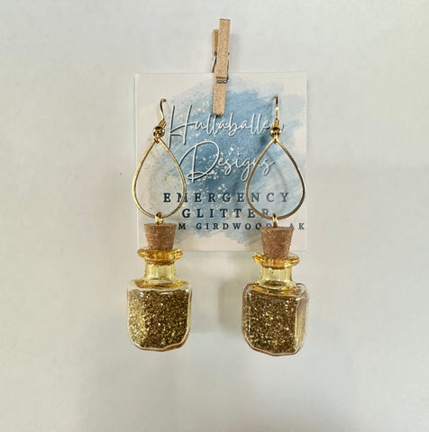 Emergency Glitter Earrings - Square Bottle