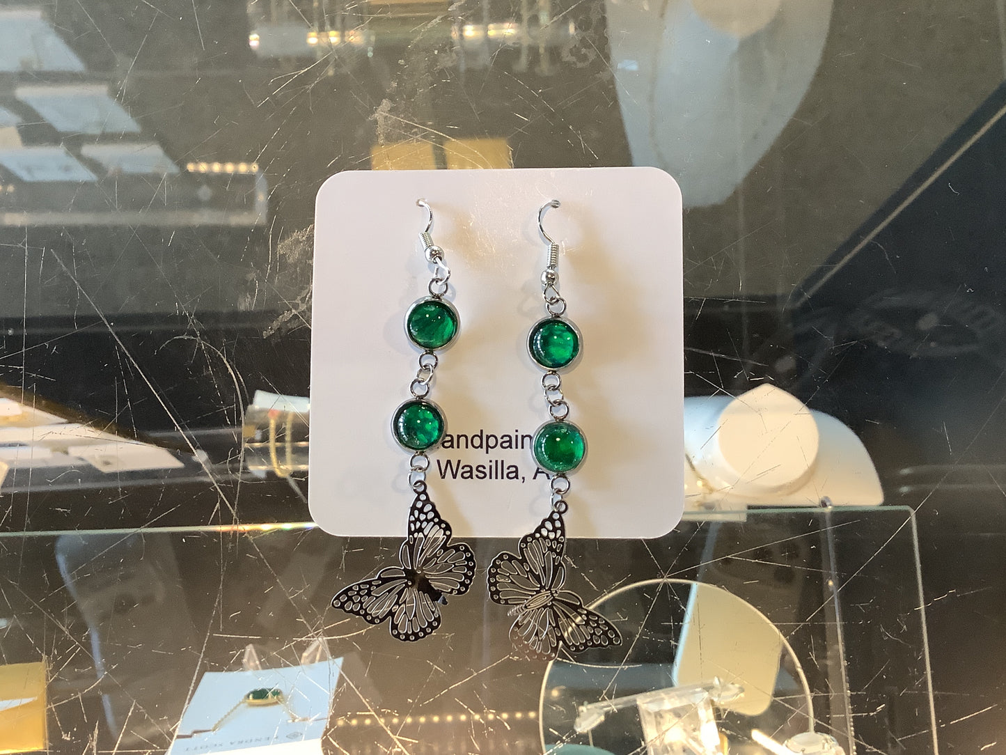 Green Butterfly Earrings