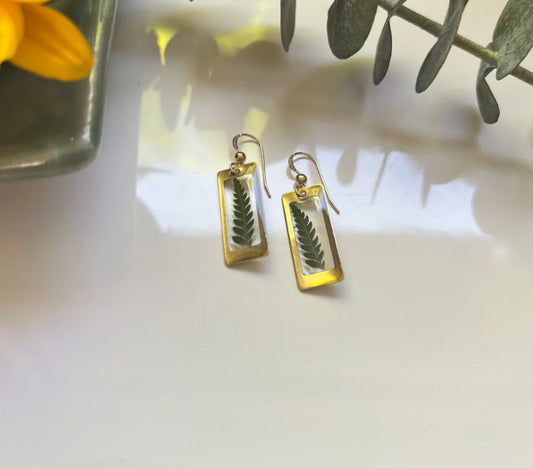 Rectangle Fern Earrings