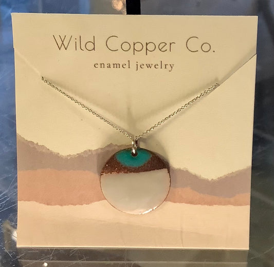 Grey & Blue Enamel Circle Necklace