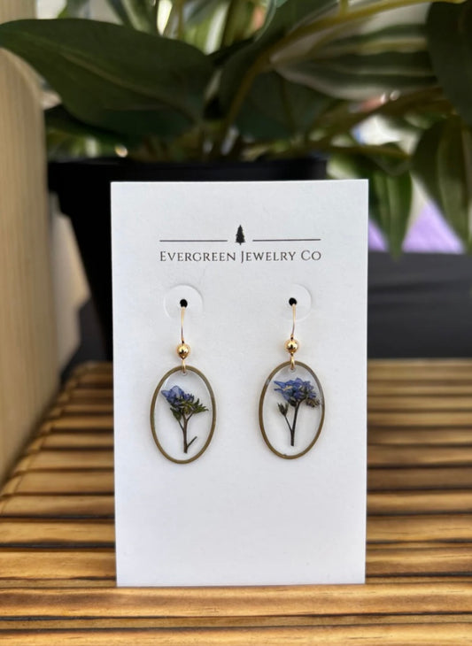 Oval Forget-Me-Not Earrings
