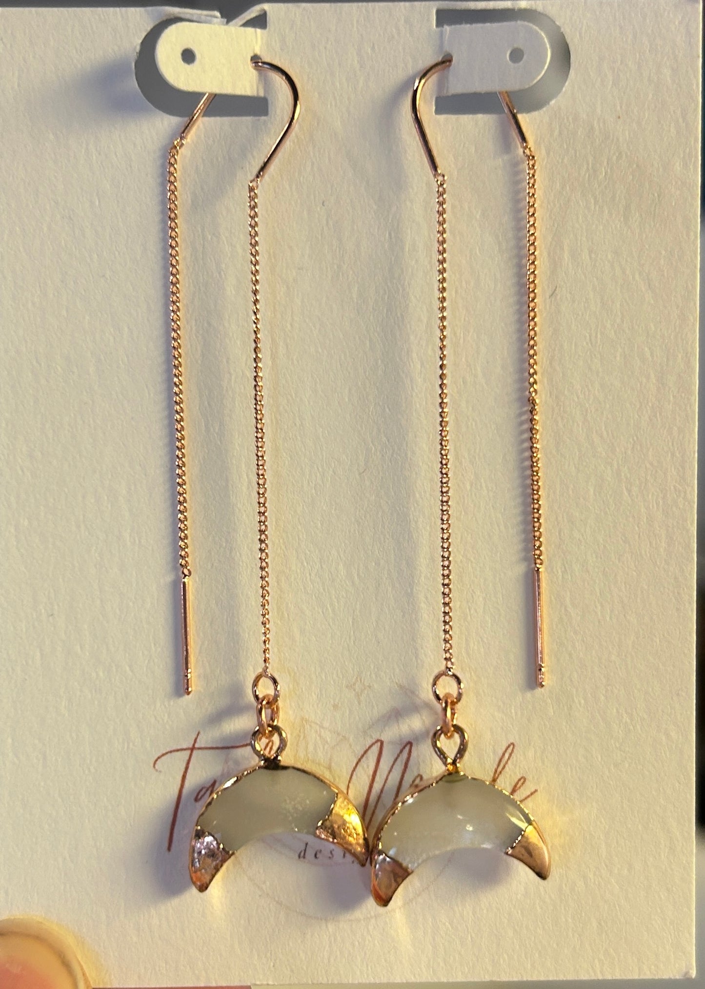 Rose Gold Moonstone Threaders