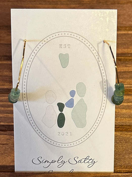 Gold Hexy Hoop Earrings w/ Roman Seabeads