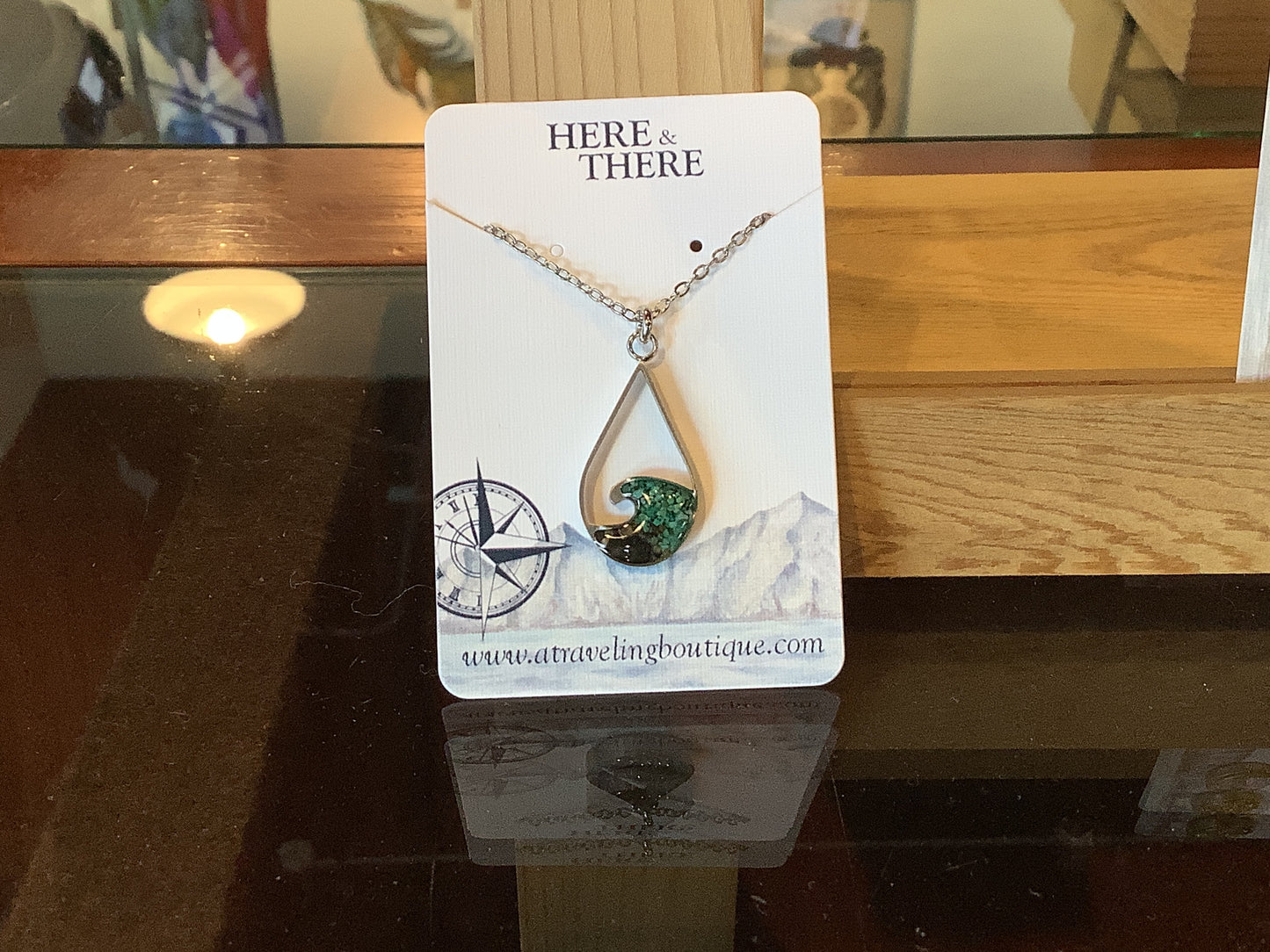 Open Sky Wave Tear Drop Pendant Necklace